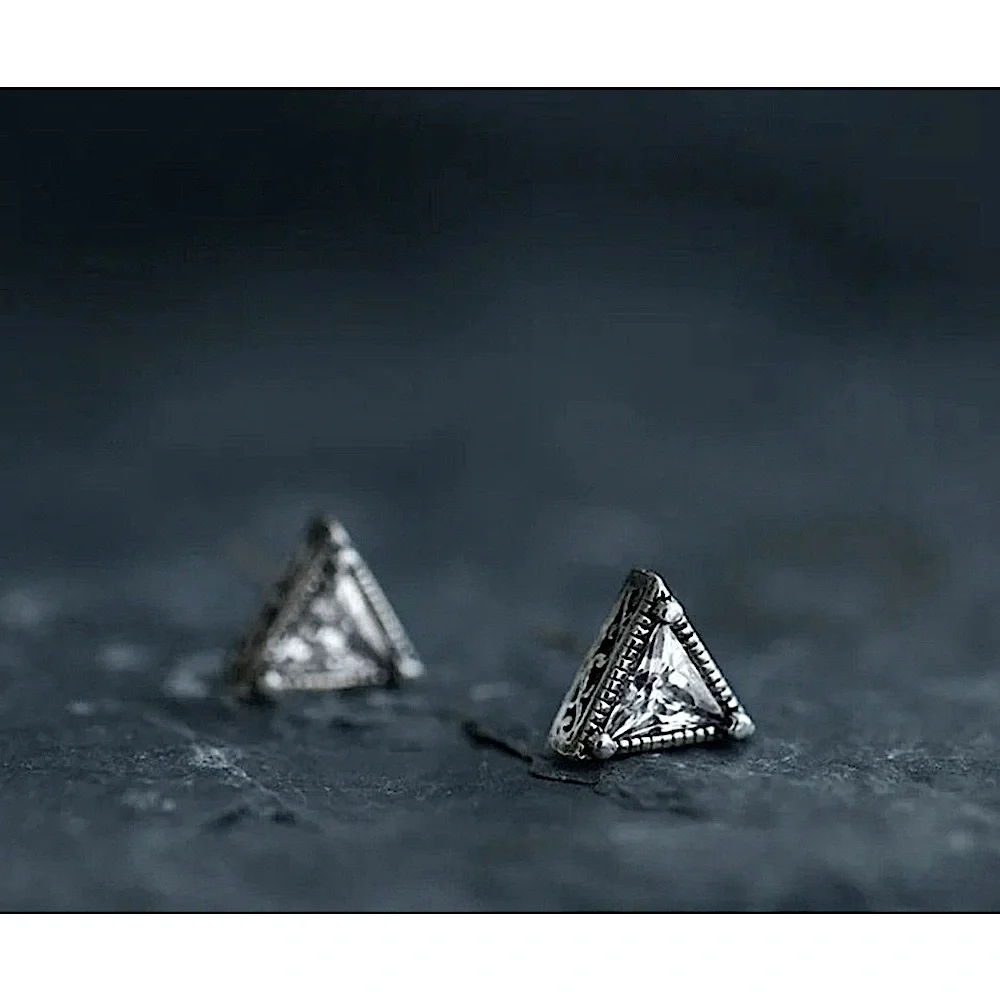 Trillion Cut‎ Simulated Diamond 925 Sterling Silver Triangle Stud Earrings